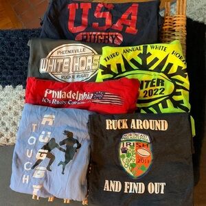 6 Philadelphia/USA Rugby Shirts -Sizes Small $ Medium- Long & Short Sleeve